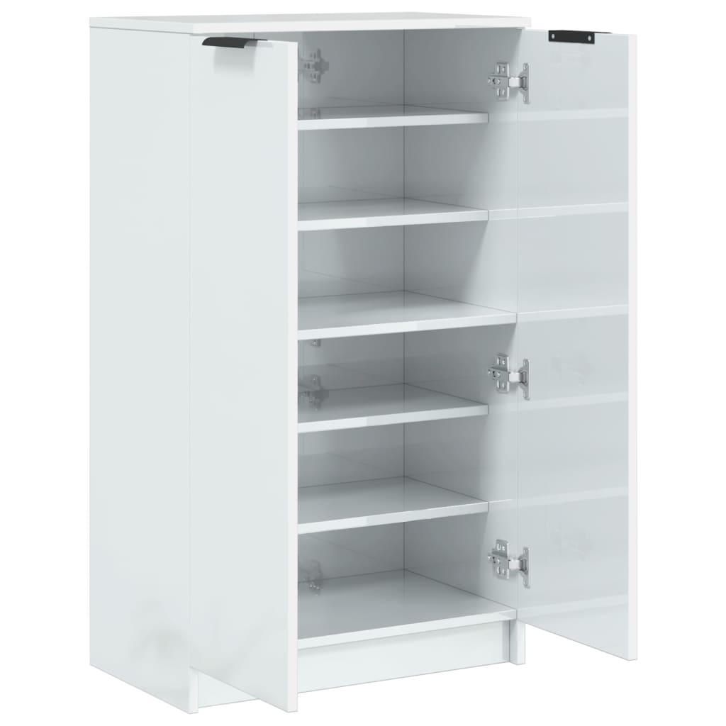 Shoe Cabinet High Gloss White 59x35x100.5 cm Engineered Wood
